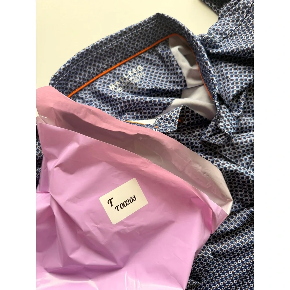 Maelreg Geometric Print Polo‎ XL Blue Performance Golf Shirt Dadcore GolfCore